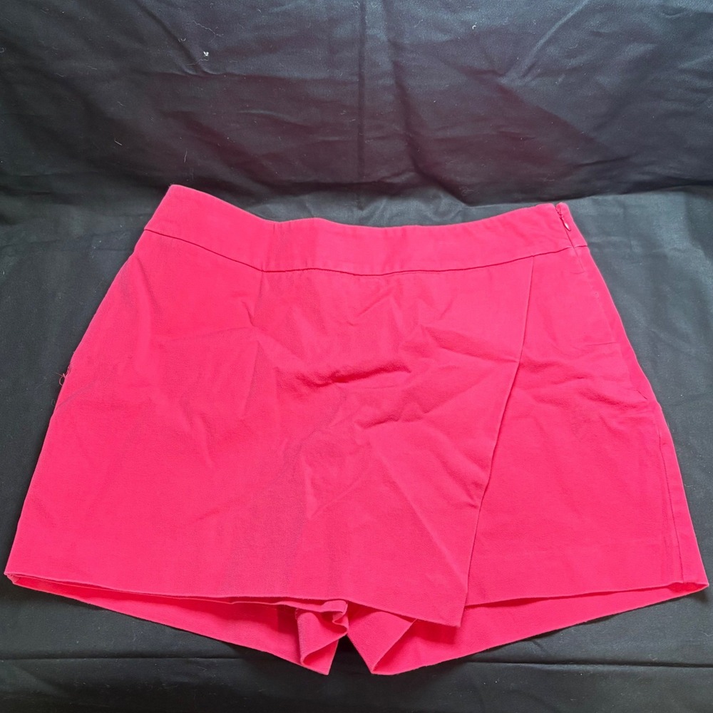 Crown &‎ Ivy Pink Wrap Front Skort Size 10 Cotton Stretch Side Zip